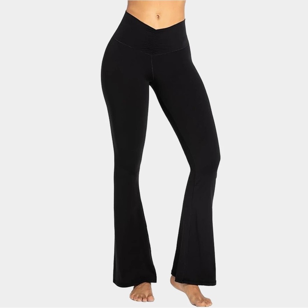 Black Flared Luxmery Cross Waist Yoga Pants